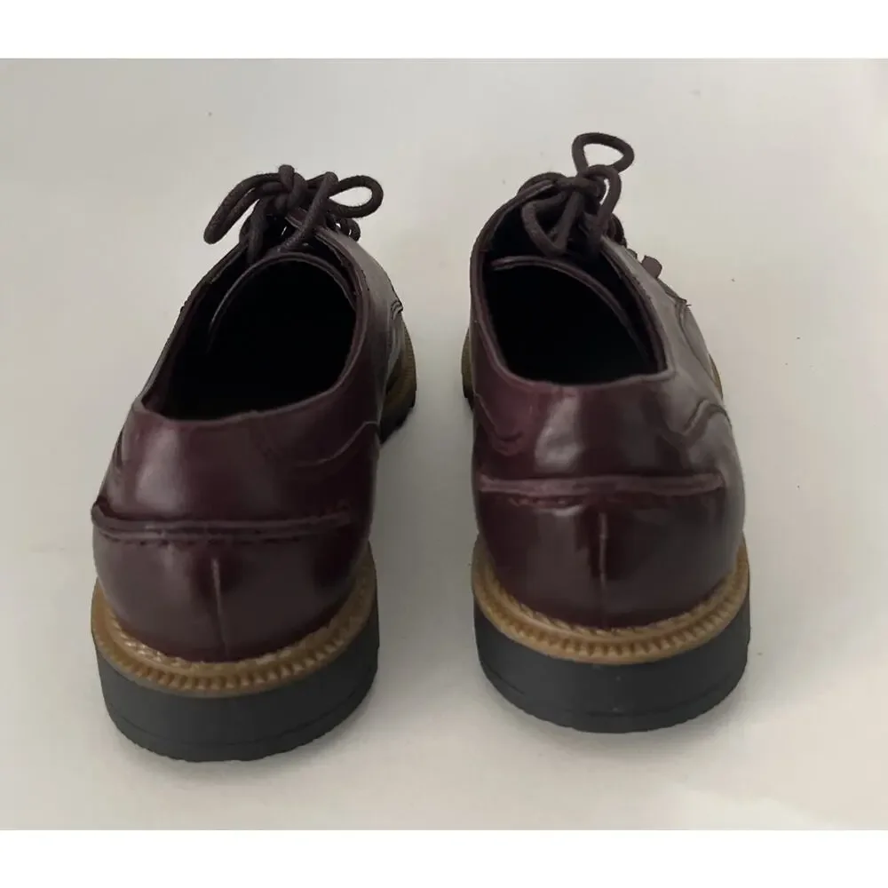 Clarks Griffin Mabel Oxblood Leather Kiltie Oxford Women's 7M Lug Sole NWOB